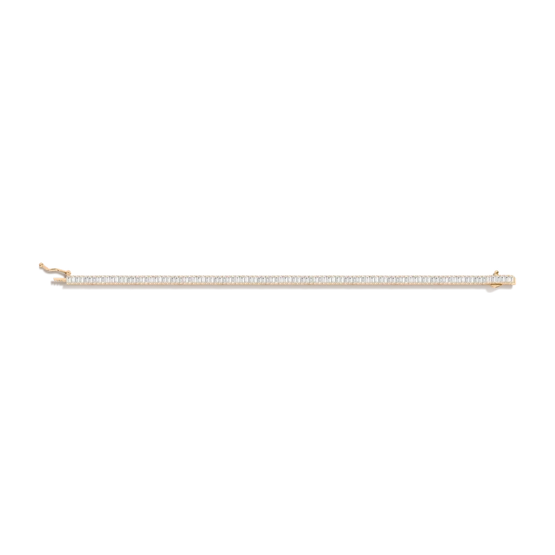 White Sapphire Baguette Tennis Bracelet 6ct Yellow 17cm