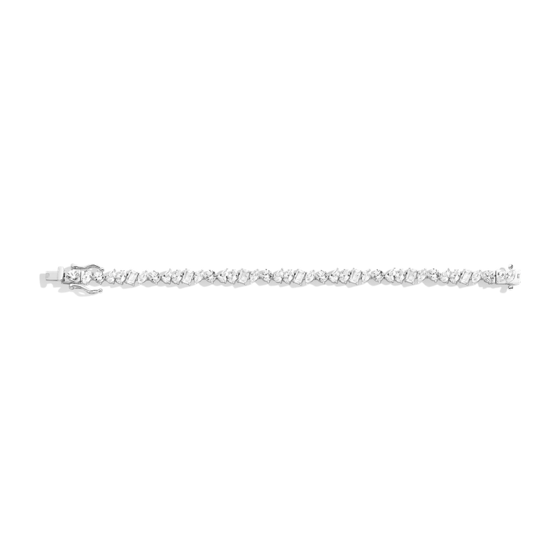 White Sapphire Mixed Shape Tennis Bracelet 8ct White 17cm