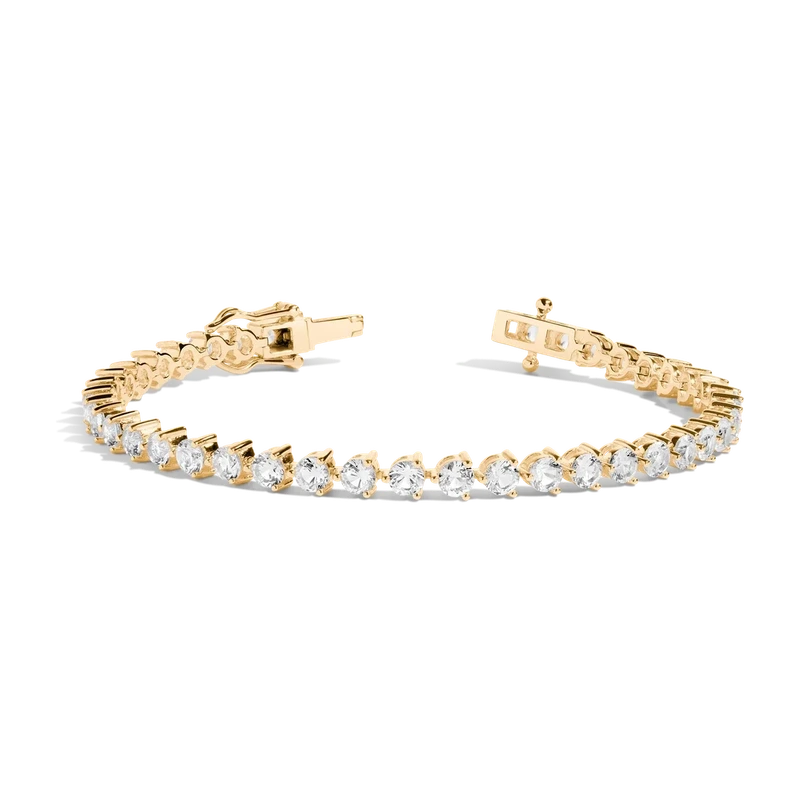 White Sapphire Three-Prong Tennis Bracelet Yellow 17cm