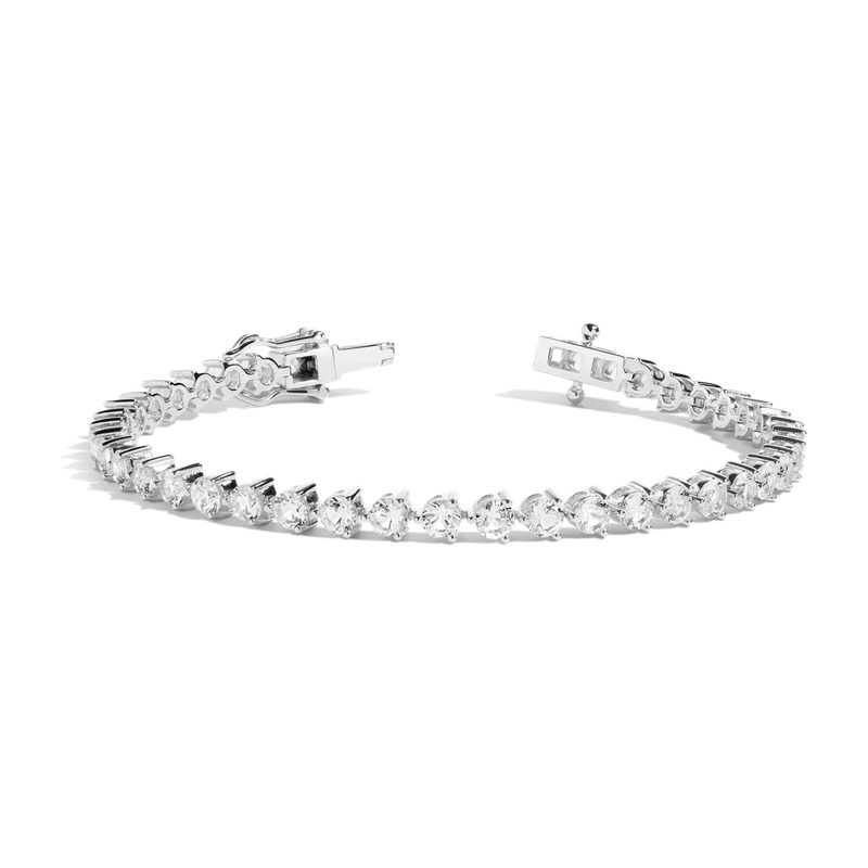 White Sapphire Three-Prong Tennis Bracelet White 17cm