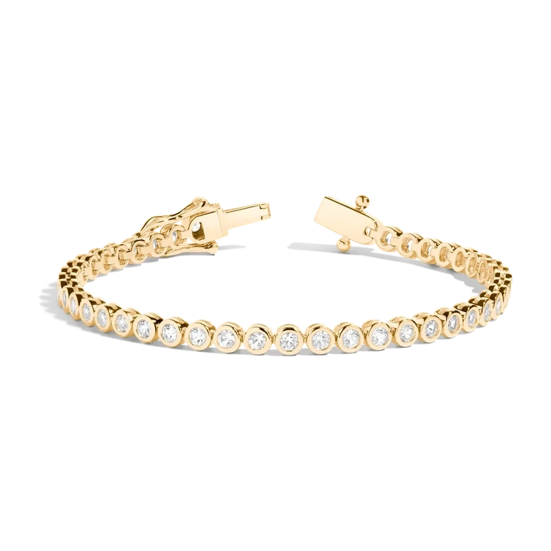 White Sapphire Bezel Tennis Bracelet Yellow 18cm