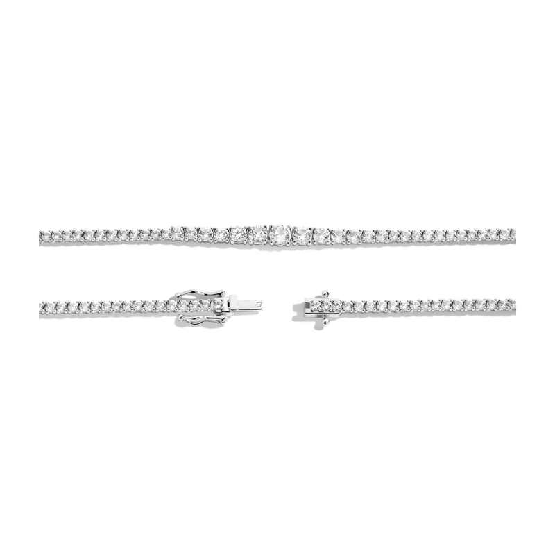 White Sapphire Graduated Tennis Necklace White 41cm