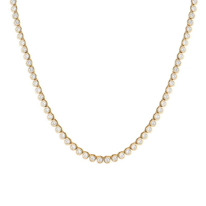 White Sapphire Bezel Tennis Necklace Yellow 38cm