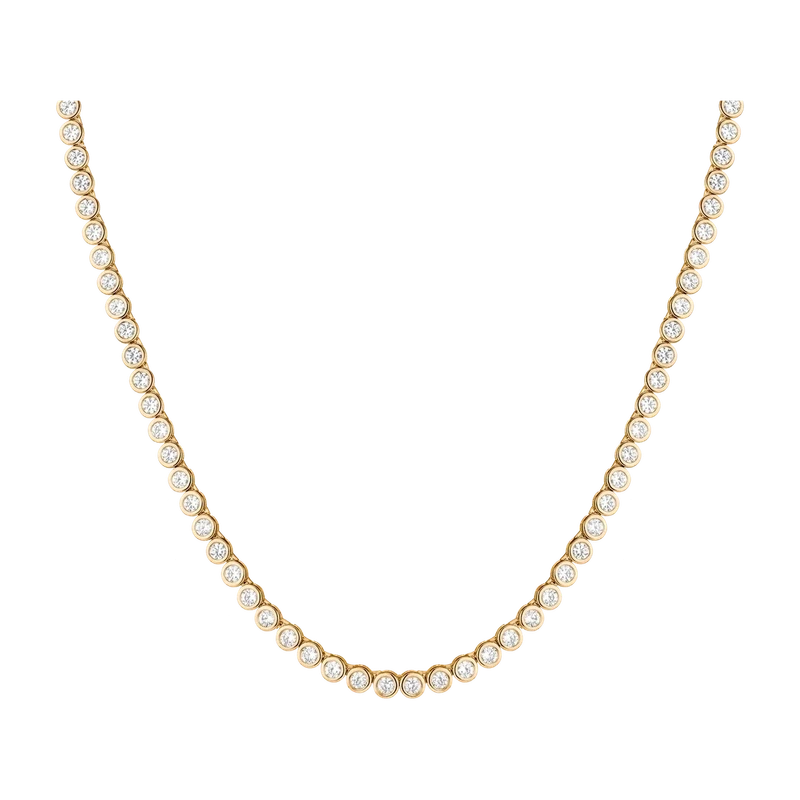 White Sapphire Bezel Tennis Necklace Yellow 41cm