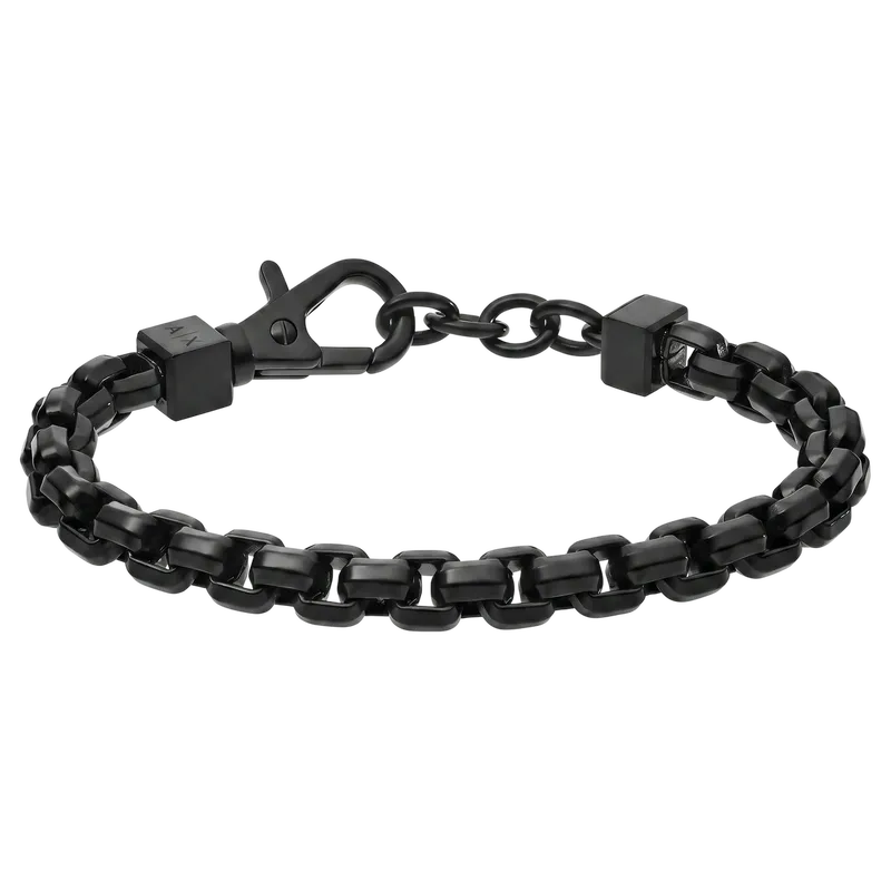 Classic Stainless Steel Chain Bracelet Black 18.5-20.5cm