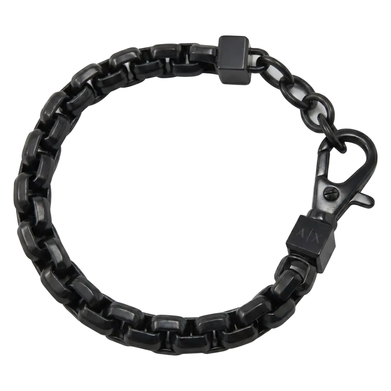 Classic Stainless Steel Chain Bracelet Black 18.5-20.5cm