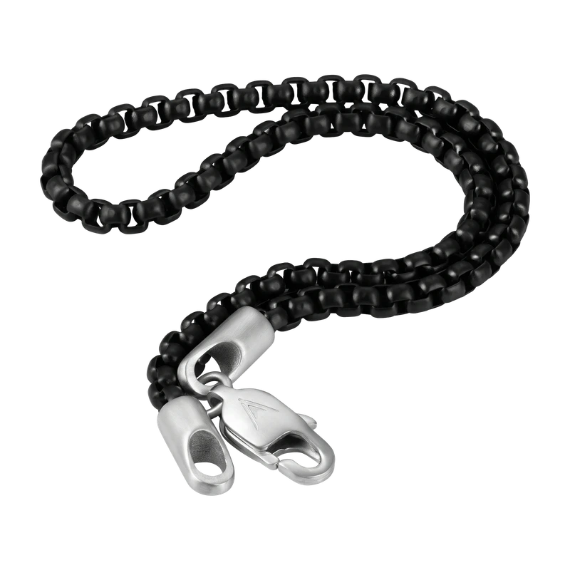 Box Chain Bracelet, 3MM - Black