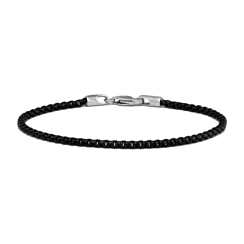 Box Chain Bracelet, 3MM - Black