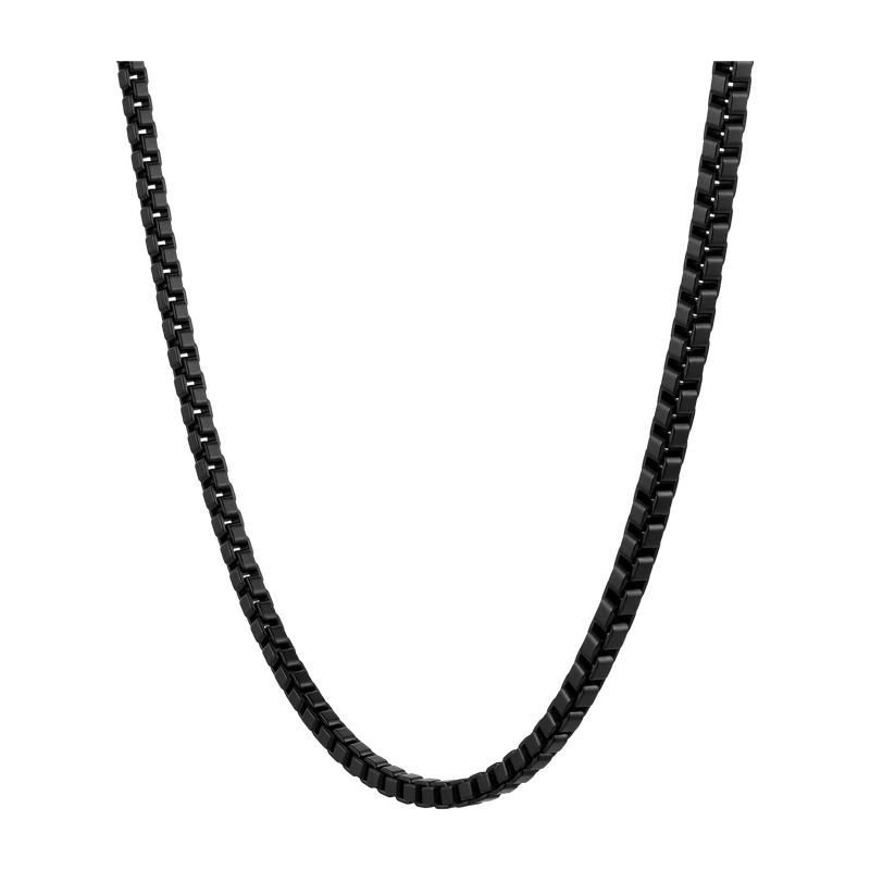 Box Chain Necklace, 2MM - Black