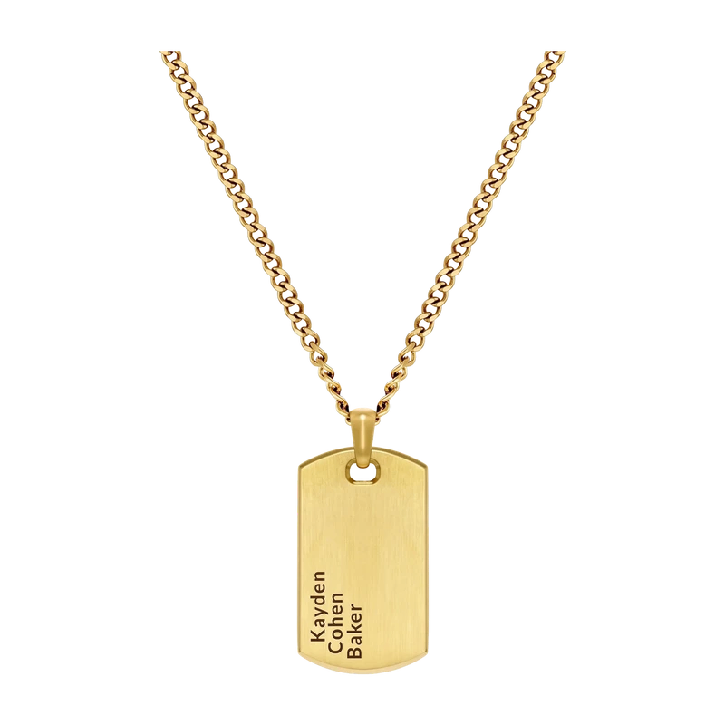 Beveled Tag Pendant - 14K Gold