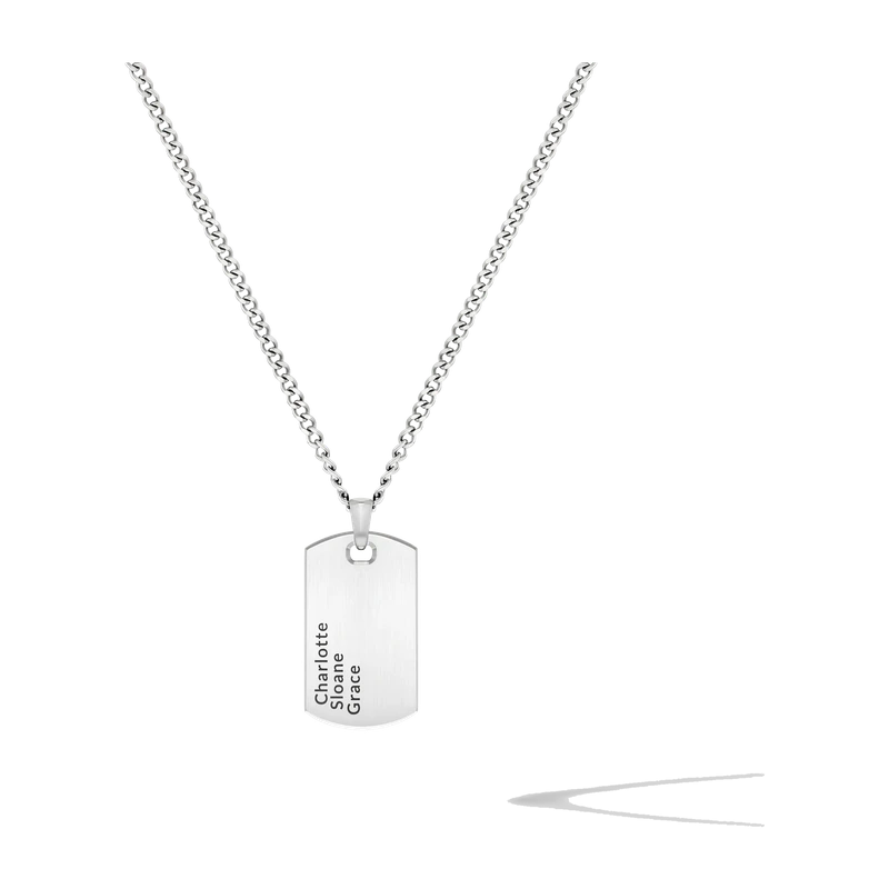 Beveled Tag Pendant - Silver