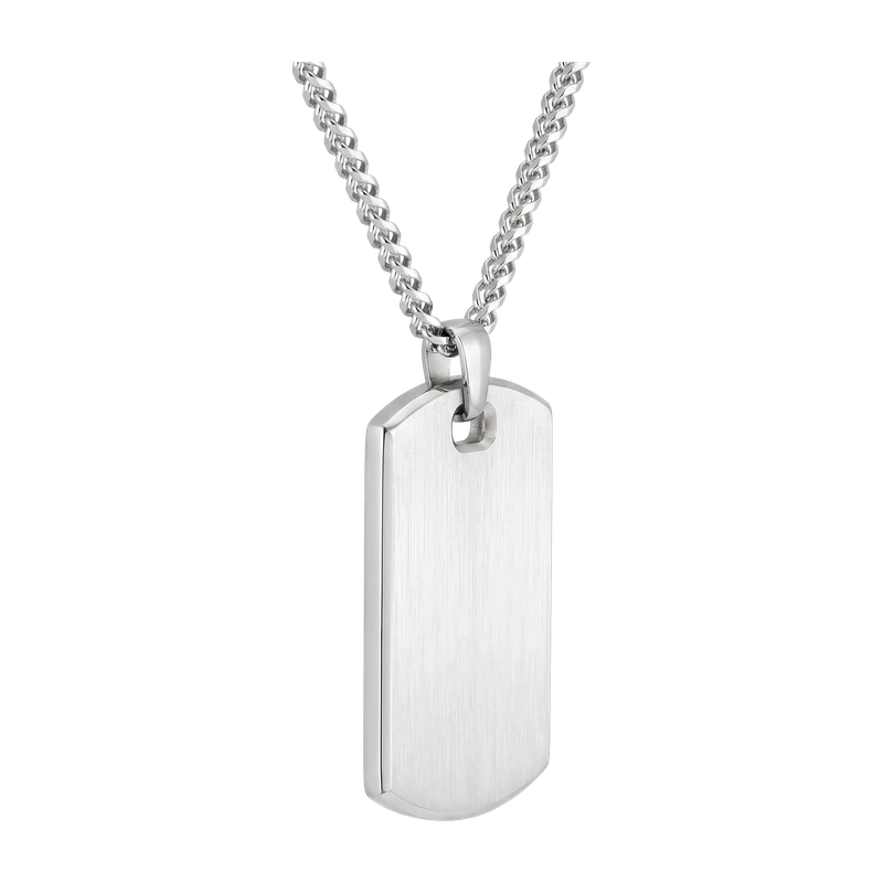 Beveled Tag Pendant - Silver
