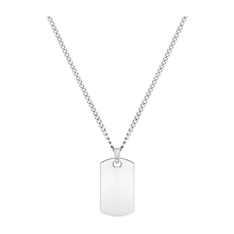 Beveled Tag Pendant - Silver