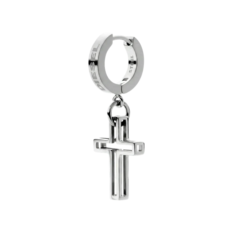 Men's Stainless Steel Cross Hoop Earring