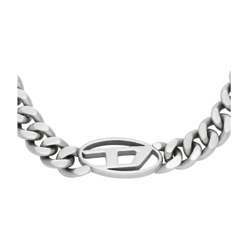 Oval D Logo Stainless Steel Choker Necklace