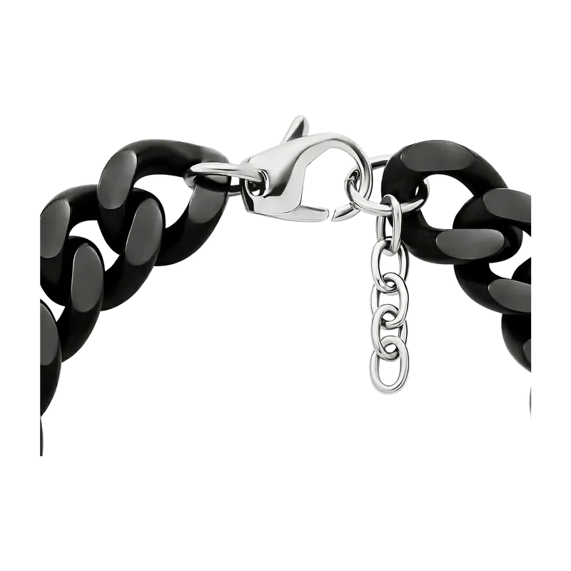 Oval D Logo Stainless Steel Chain Bracelet Black L 450MM + 50MM x W 12MM