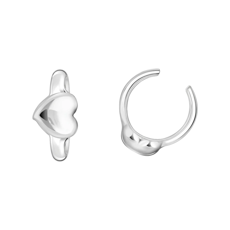 Silver Heart-Shaped Ear Cuff