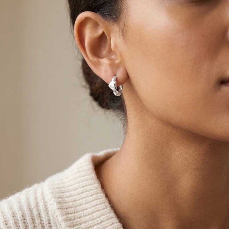 Silver Heart-Shaped Ear Cuff
