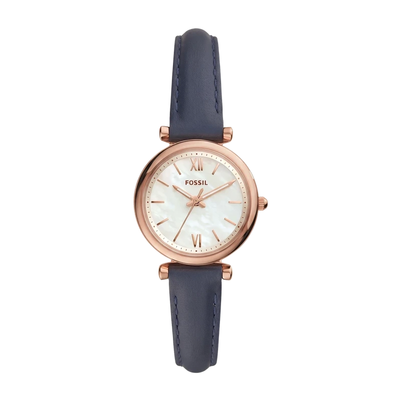 Carlie Mini Three-Hand Navy Leather