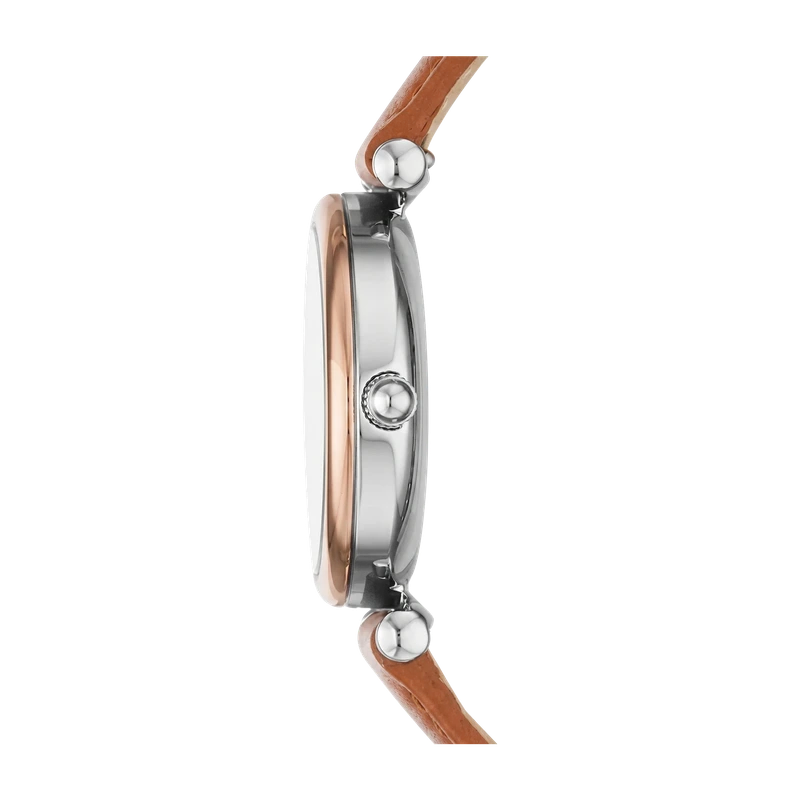 Carlie Mini 28mm Three-Hand Tan Leather