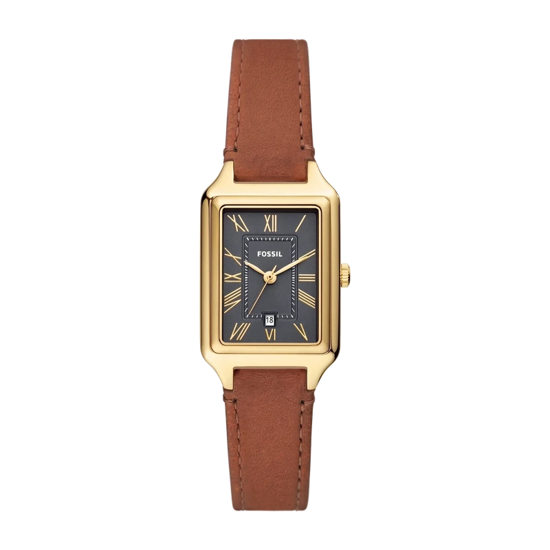 Raquel 23mm Three-Hand Date Medium Brown Leather