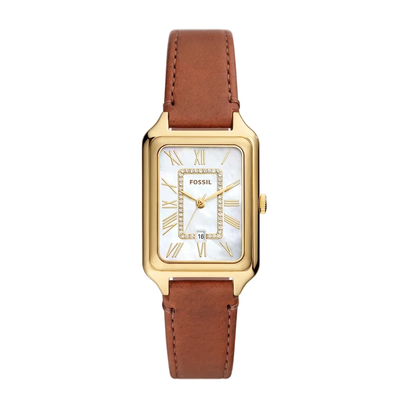 Raquel Three-Hand Date Medium Brown Leather