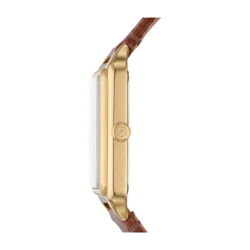 Raquel Three-Hand Date Medium Brown Leather