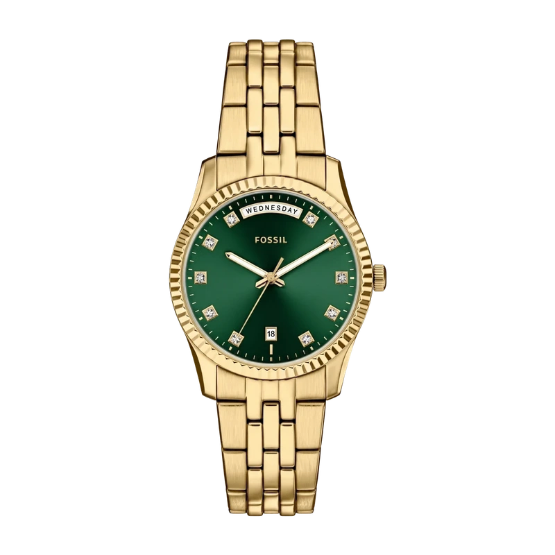 Scarlette 34mm Three-Hand Day-Date Gold-Tone Stainless Steel Watch