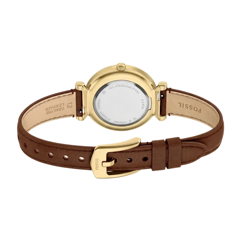 Carlie Mini 28mm Three-Hand Brown Leather
