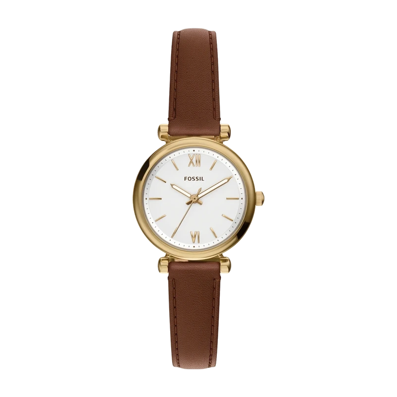 Carlie Mini 28mm Three-Hand Brown Leather