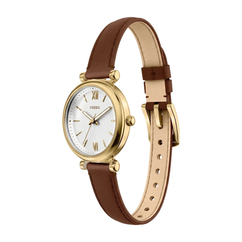 Carlie Mini 28mm Three-Hand Brown Leather