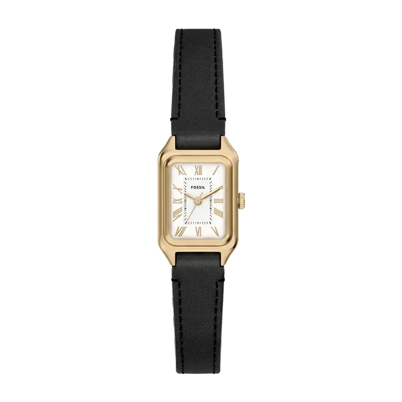 Raquel Mini 18mm Three-Hand Black Leather