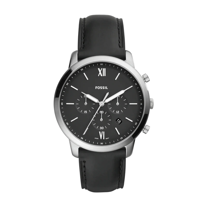 Neutra Chronograph Black Leather Watch