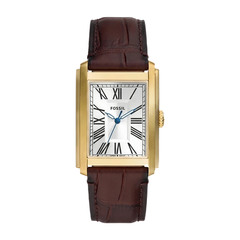 Carraway 30mm Three-Hand Brown Croco Leather