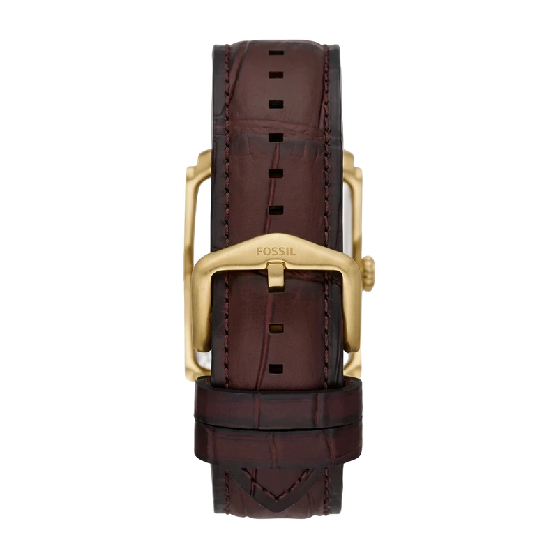 Carraway 30mm Three-Hand Brown Croco Leather