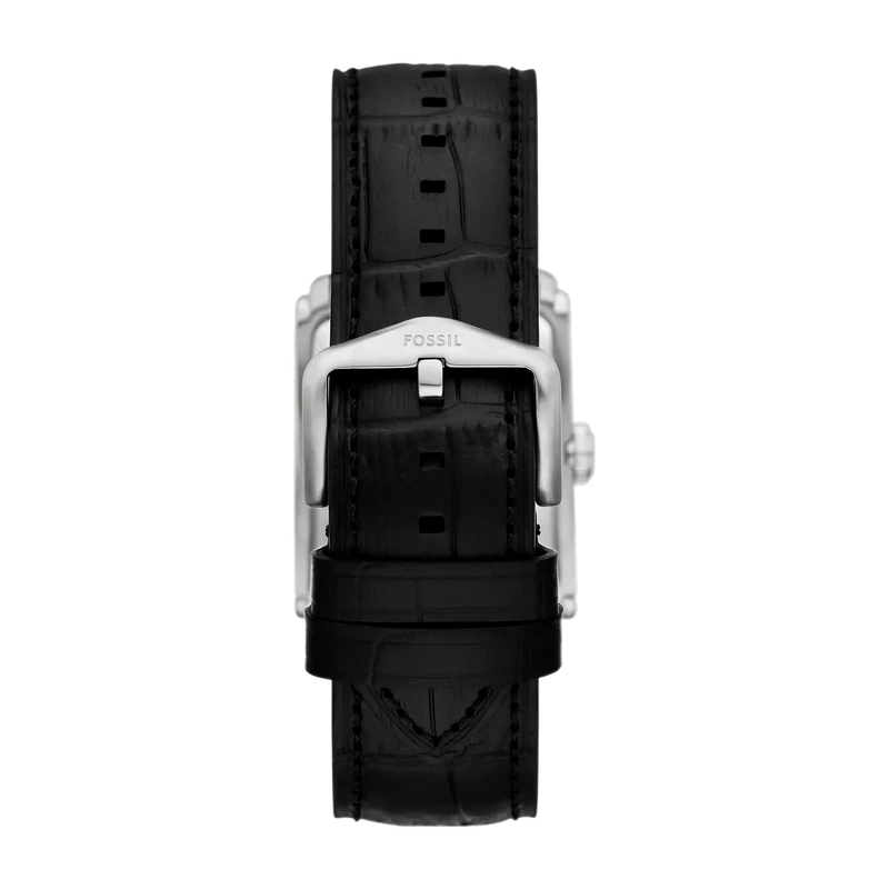 Carraway 30mm Three-Hand Black Croco Leather Watch