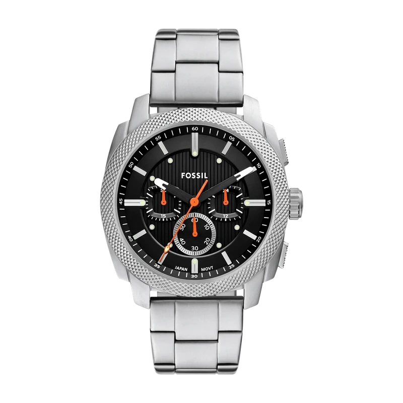 Machine 44mm Chronograph Stainless Steel Watch Black