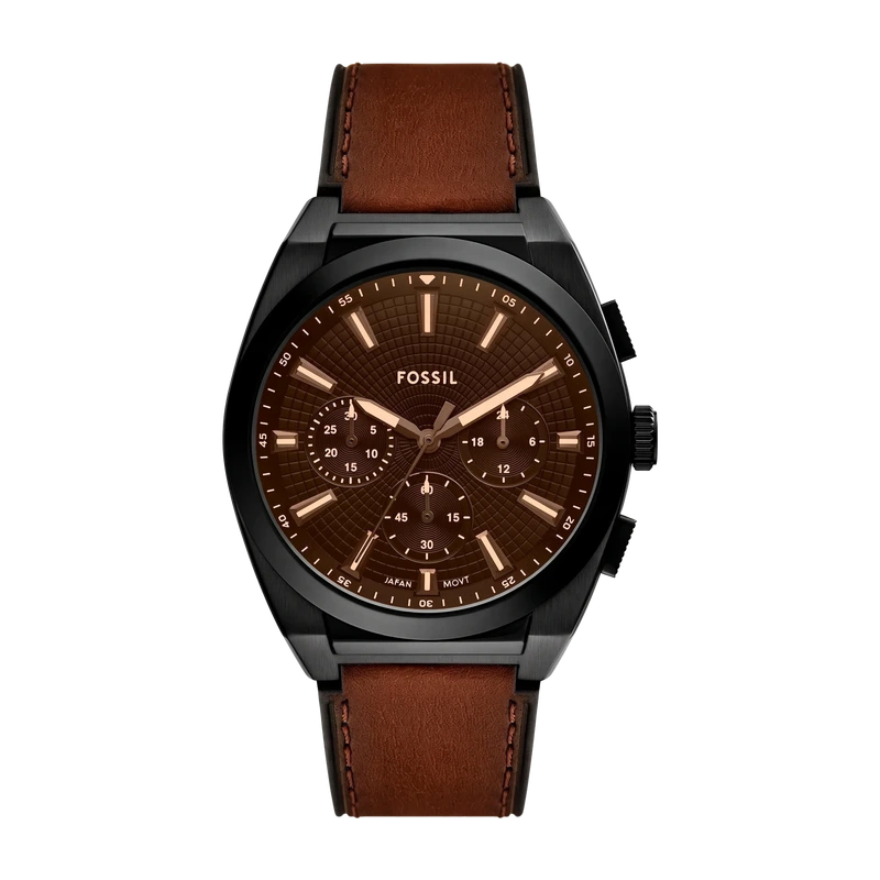 Everett 44mm Chronograph Brown Leather