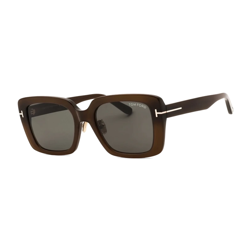 Square Sunglasses Dark Brown Green Lens