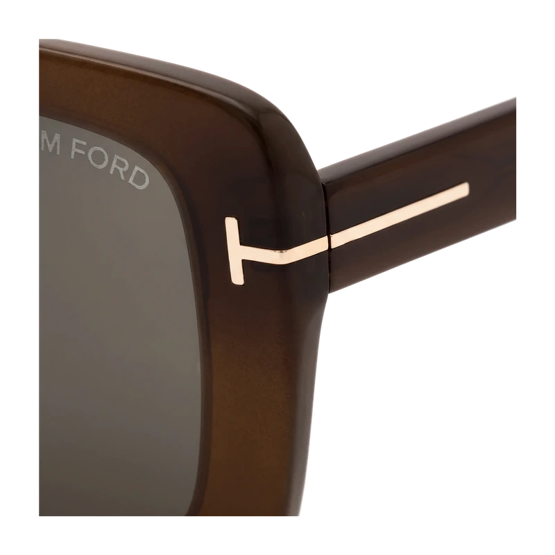Square Sunglasses Dark Brown Green Lens