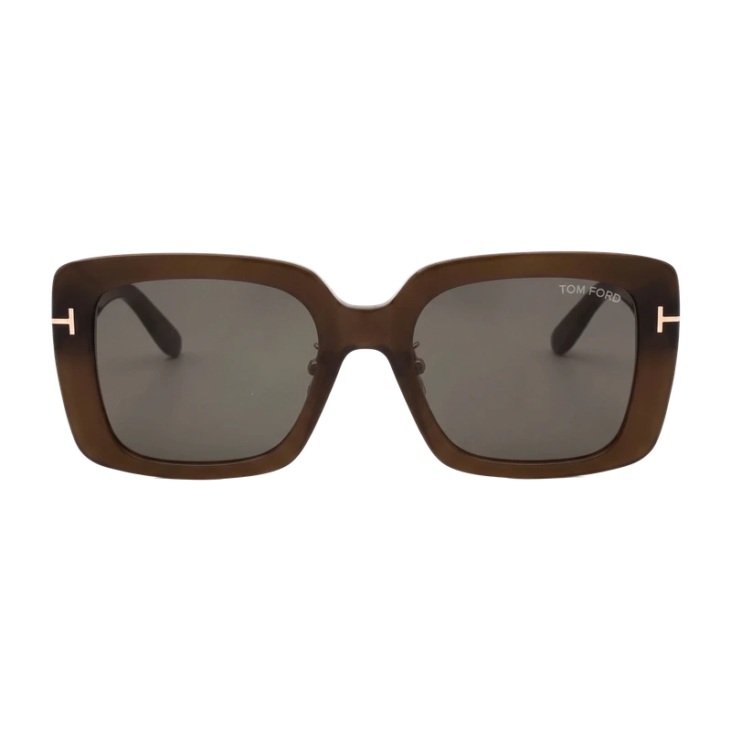 Square Sunglasses Dark Brown Green Lens