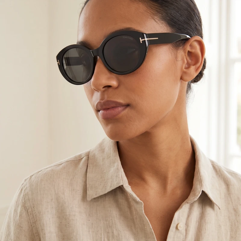 Oval Sunglasses Black FT1292-K
