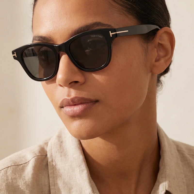 Square Sunglasses Black Grey Lens FT1353-D