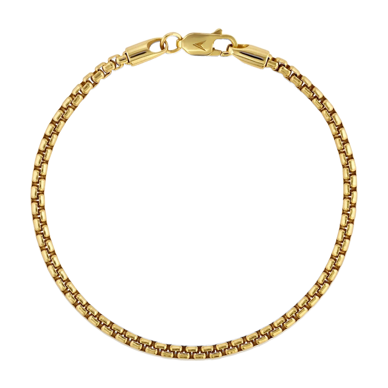 Box Chain Bracelet, 3MM - 14K Gold