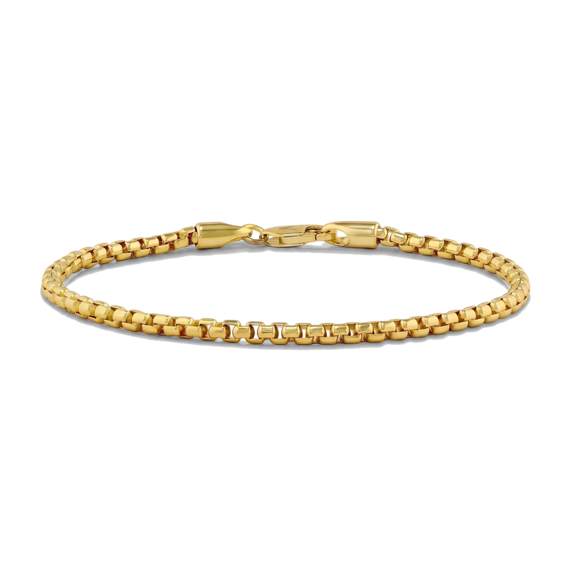 Box Chain Bracelet, 3MM - 14K Gold
