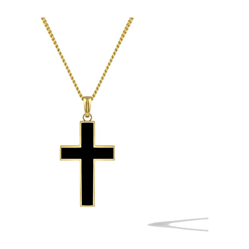 Stone Cross (Large) - 14K Gold Onyx