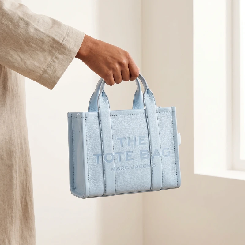 The Leather Small Tote Bag Blue 10in L x 5in D x 8in H
