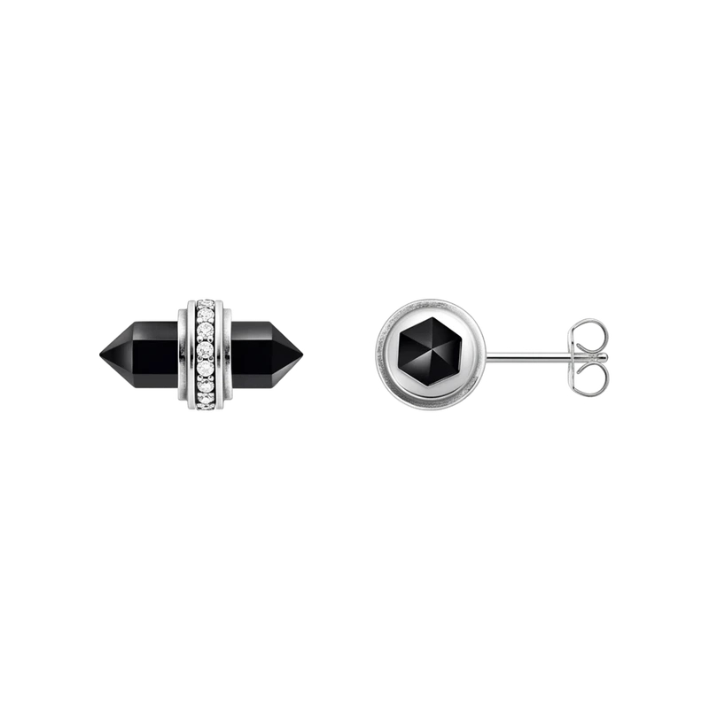 Onyx Hexagonal Stud Earrings