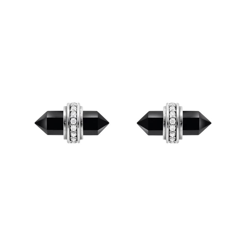 Onyx Hexagonal Stud Earrings
