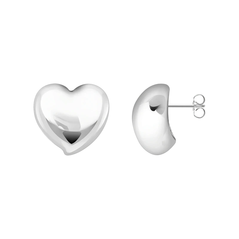 Silver Heart-Shape Earrings